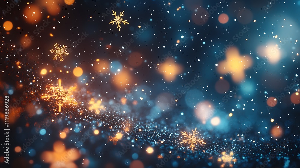 Obraz premium Magical winter background filled with sparkling snowflakes at night. Generative AI