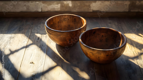 Rustic Wooden Bowls Still Life Photography