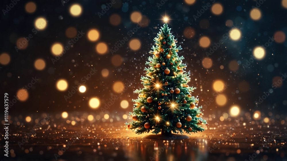 shining christmas tree with particles shining christmas tree with particles