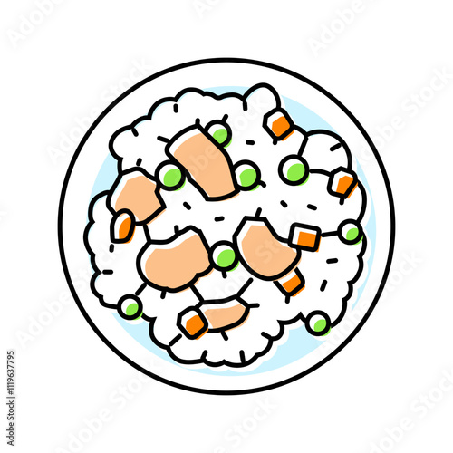 fried rice chicken dish color icon vector. fried rice chicken dish sign. isolated symbol illustration