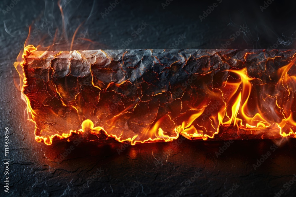 A burning piece of paper with flames and smoke. background removed A burning piece of paper with flames and smoke. background removed