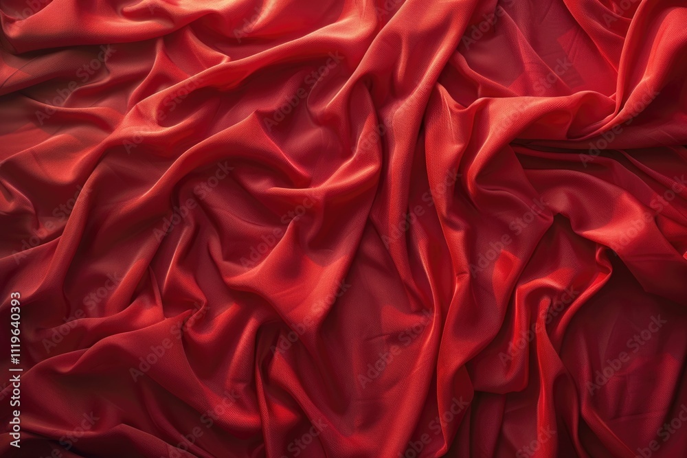 Red fabric draped in soft folds  creating a luxurious background background removed