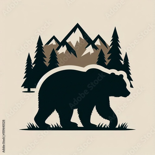 Bear Silhouette A simple bold silhouette of a bear maybe with mo photo