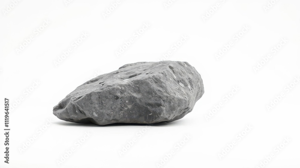 A single grey rock standing out against a clean white background, background, stone A single grey rock standing out against a clean white background, background, stone