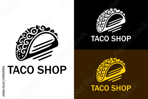 taco, sauces, beef, meat, chicken, taco shop logo, food cart, restaurant logo, kitchen, meal, vector