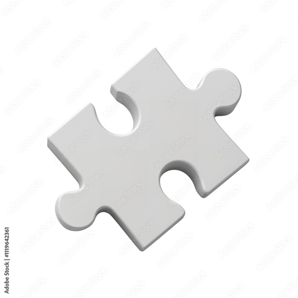 Single White Puzzle Piece on a Surface Single White Puzzle Piece on a Surface