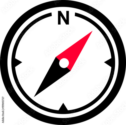 Monochrome navigational compass with cardinal direction of North, East, West, South. Geographical position, cartography and navigation. Nautical chart in flat style isolated on transparent background.