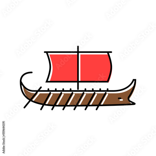 bireme ancient ship color icon vector. bireme ancient ship sign. isolated symbol illustration