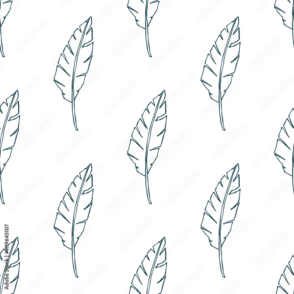 Seamless pattern with tropical leaves doodle for decorative print, wrapping paper, greeting cards, wallpaper and fabric Seamless pattern with tropical leaves doodle for decorative print, wrapping paper, greeting cards, wallpaper and fabric