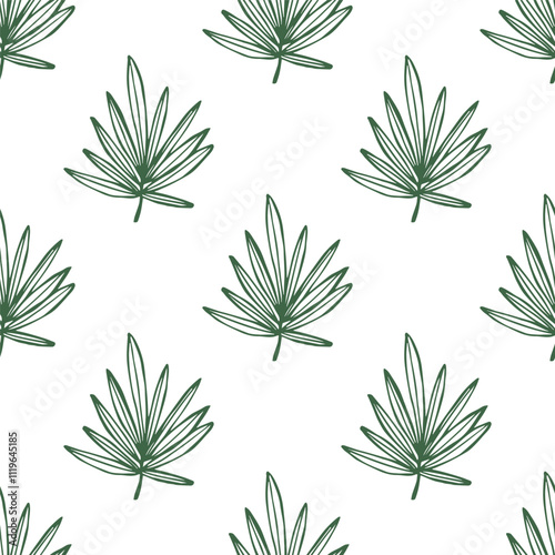 Seamless pattern with tropical leaves doodle for decorative print, wrapping paper, greeting cards, wallpaper and fabric