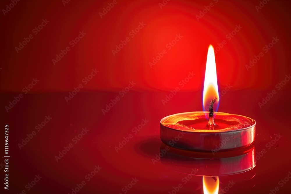 A single candle flame illuminates a red background. background removed A single candle flame illuminates a red background. background removed