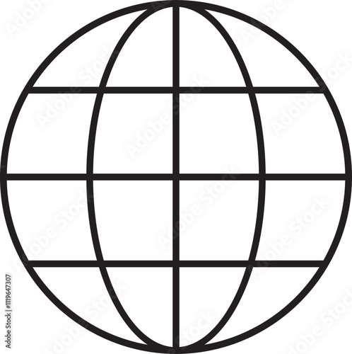 World globe icon. Earth globe sign. World globe grids in circle form. Linear striped spheres, earth latitude and longitude line grid. World planet earth icon - stock vector.
