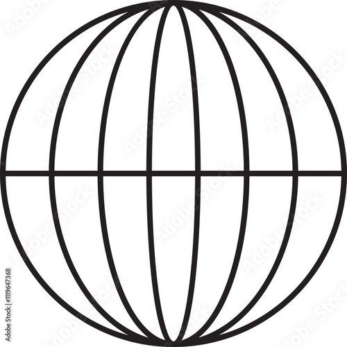 World globe icon. Earth globe sign. World globe grids in circle form. Linear striped spheres, earth latitude and longitude line grid. World planet earth icon - stock vector.