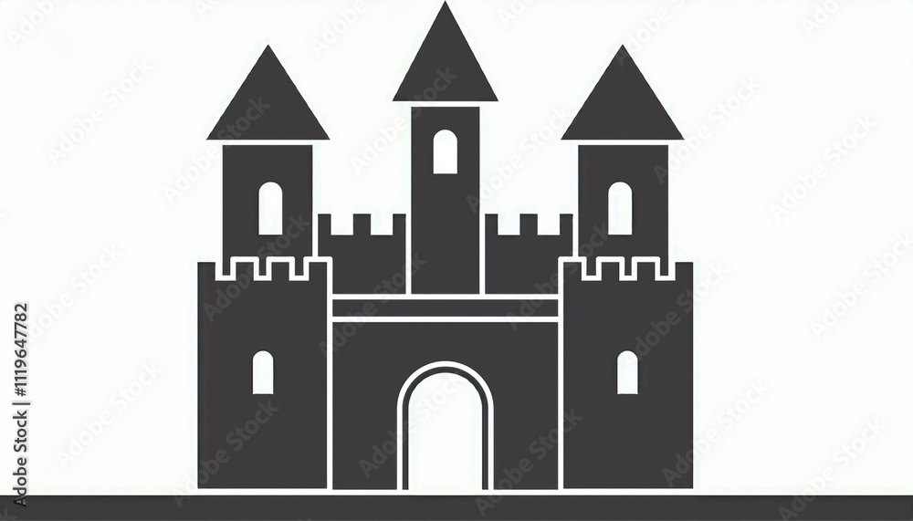 Castle cartoon symple style outline icon historical building Castle cartoon symple style outline icon historical building