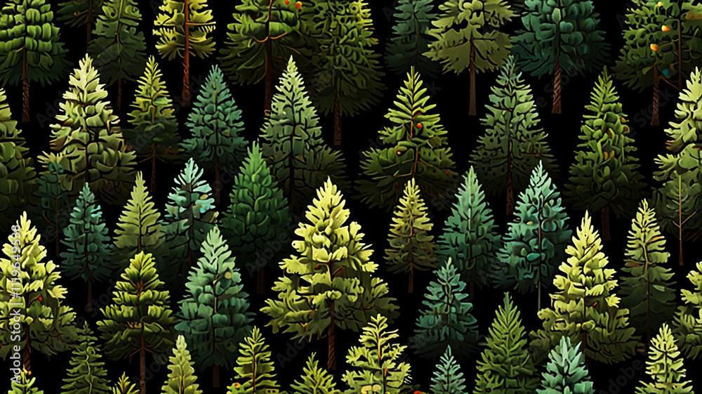 plants in a garden.Seamless green winter forest background.Christmas trees arranged on colored background.Seamless pine trees pattern. plants in a garden.Seamless green winter forest background.Christmas trees arranged on colored background.Seamless pine trees pattern.