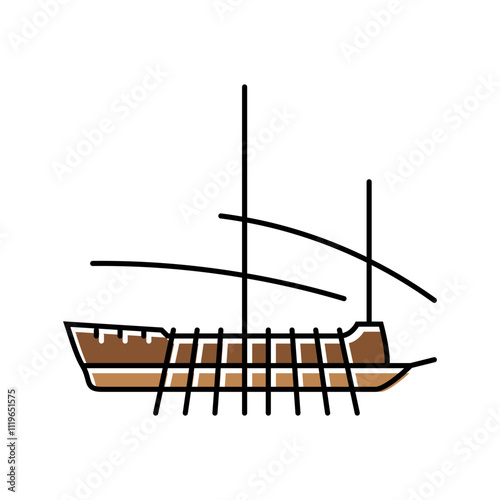 galley ancient ship color icon vector. galley ancient ship sign. isolated symbol illustration