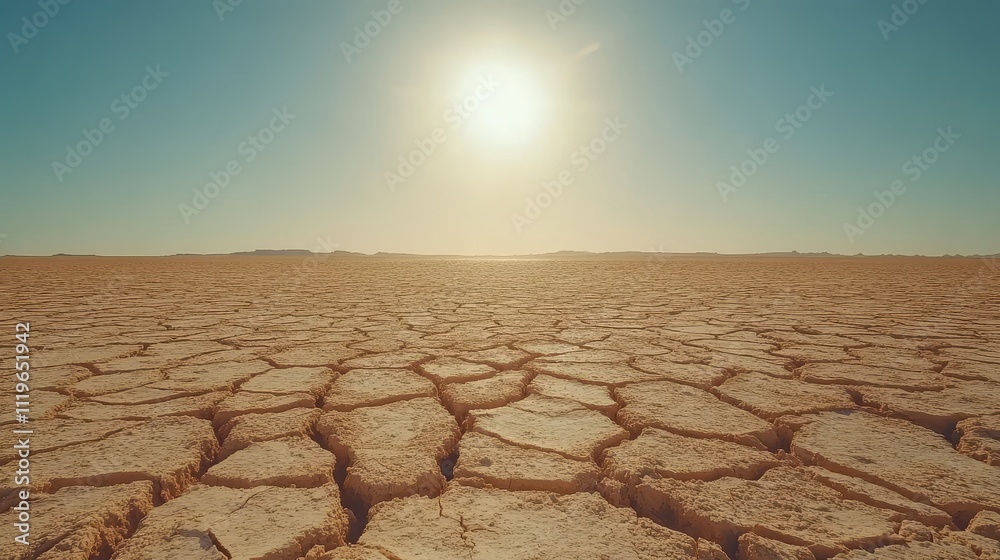 Fototapeta premium Dry Desert Landscape Under Harsh Sunlight