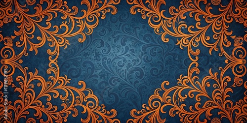 Elegant Ornate Frame with Dark Blue and Gold Accents for Festive Designs