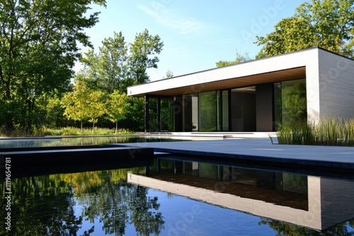 Modern minimalist villa geometric architecture white cubic structures