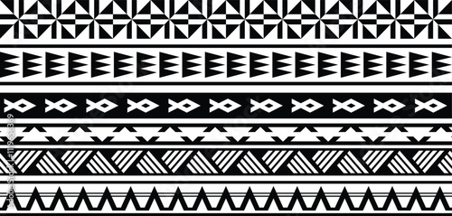 Polynesian tattoo tribal band design. Samoan tattoo tribal ornament border.
Decoration seamless pattern.