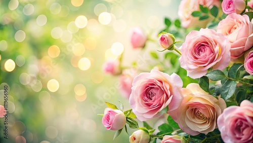 A Delicate Bouquet of Pastel Pink Roses with a Soft Bokeh Background
