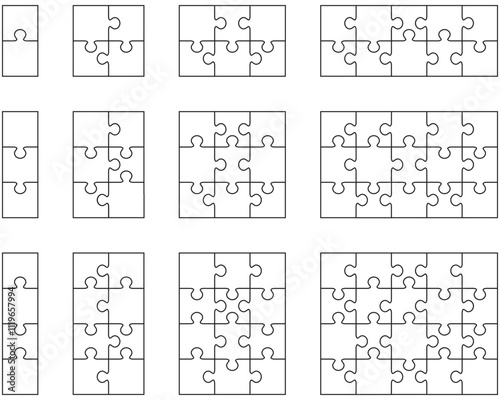 Twelve White Puzzles SVG