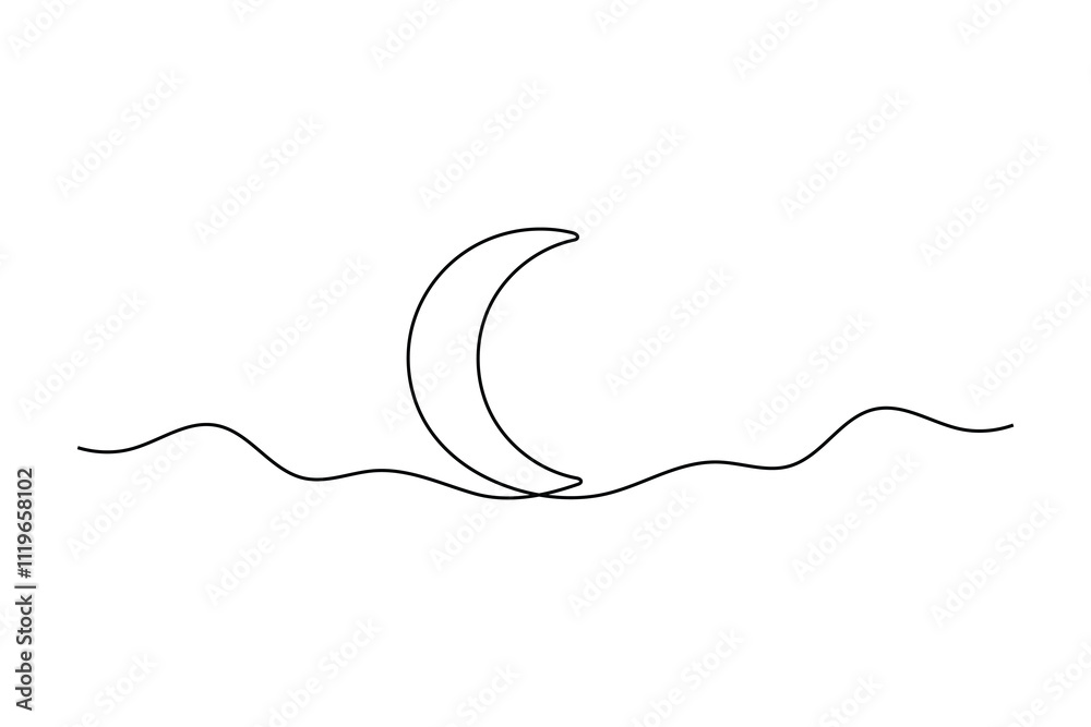 Moon symbol continuous one line drawing isolated of outline vector illustration
Moon symbol continuous one line drawing isolated of outline vector illustration