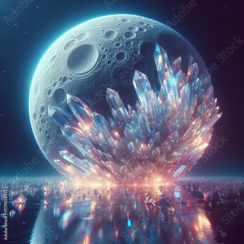 Crystalline Moon A moon with a surface covered in giant crystal