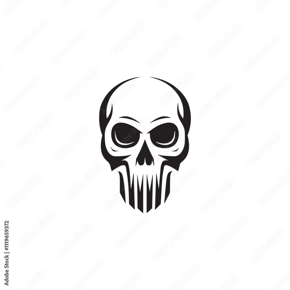 A black and white skull silhouette illustration vector design in white background. A black and white skull silhouette illustration vector design in white background.
