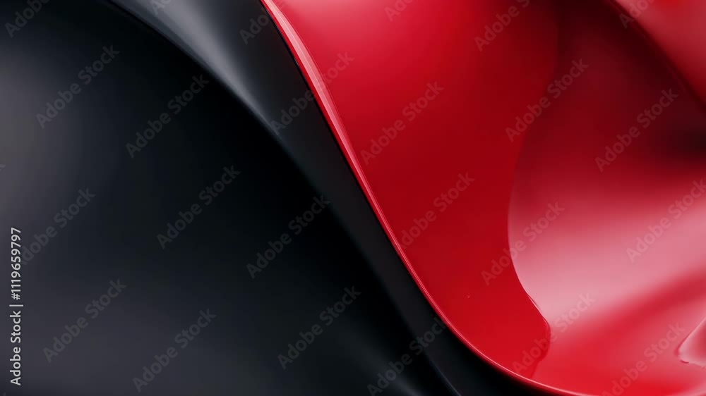 Fluid elegance: black and red waves creating smooth, abstract motion