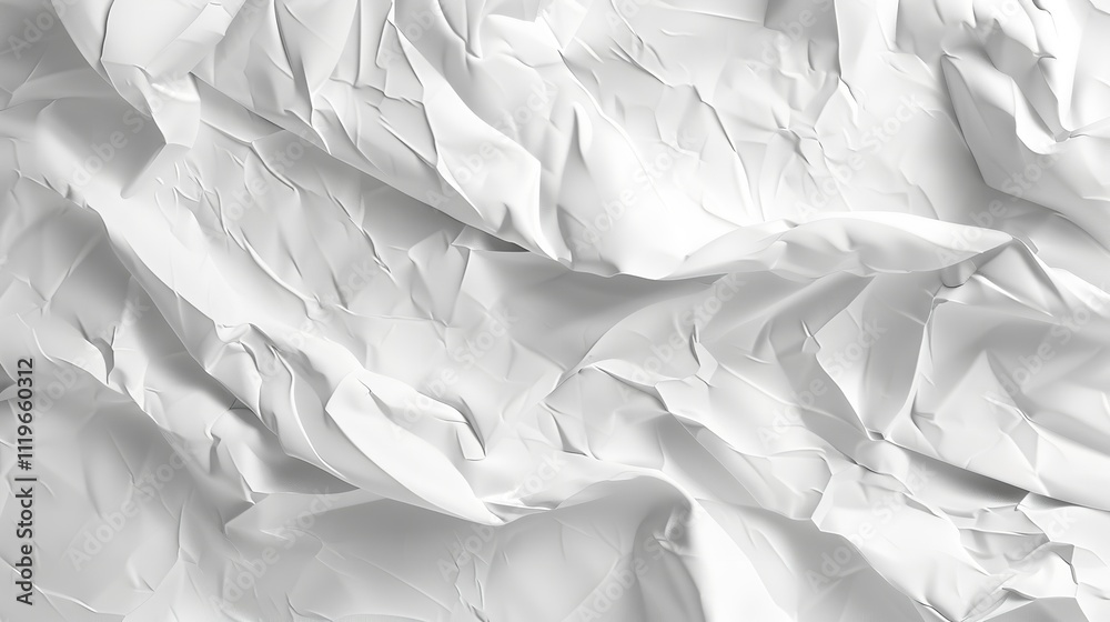 Fototapeta premium Creased white paper background. Wrinkled blank sheet