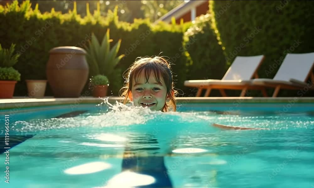 child playing in the pool