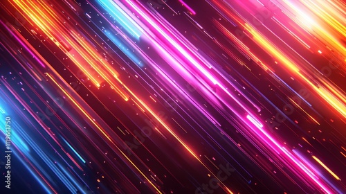 Abstract background with colorful neon lines and glowing particles.