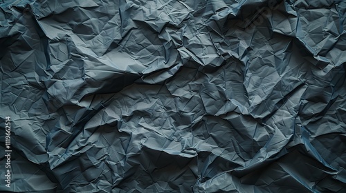 Crumpled dark gray grid paper texture background