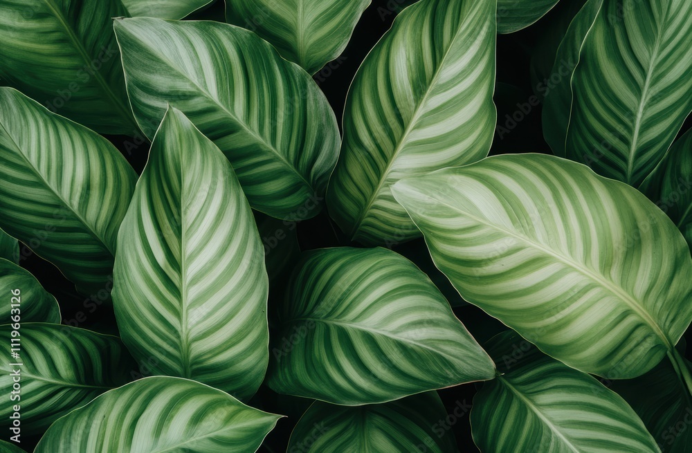 Fototapeta premium 豊かな緑の葉が広がる植物の密集した様子を捉えた