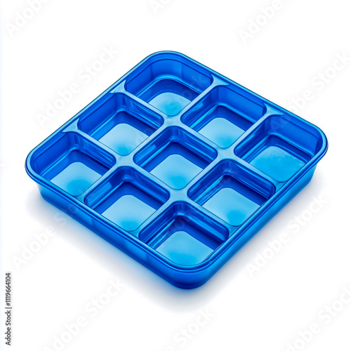 Blue Ice Cube Tray made of durable plastic Isolated on white background.