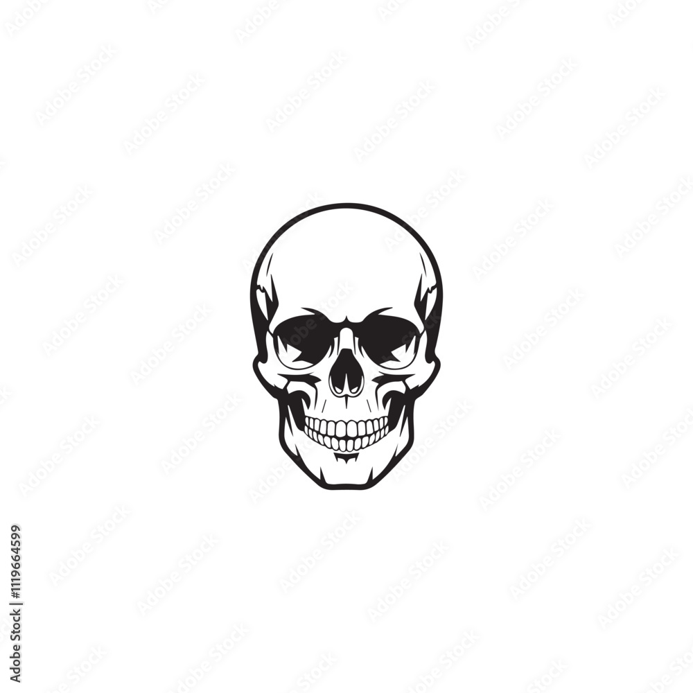 A black and white skull silhouette illustration vector design in white background. A black and white skull silhouette illustration vector design in white background.