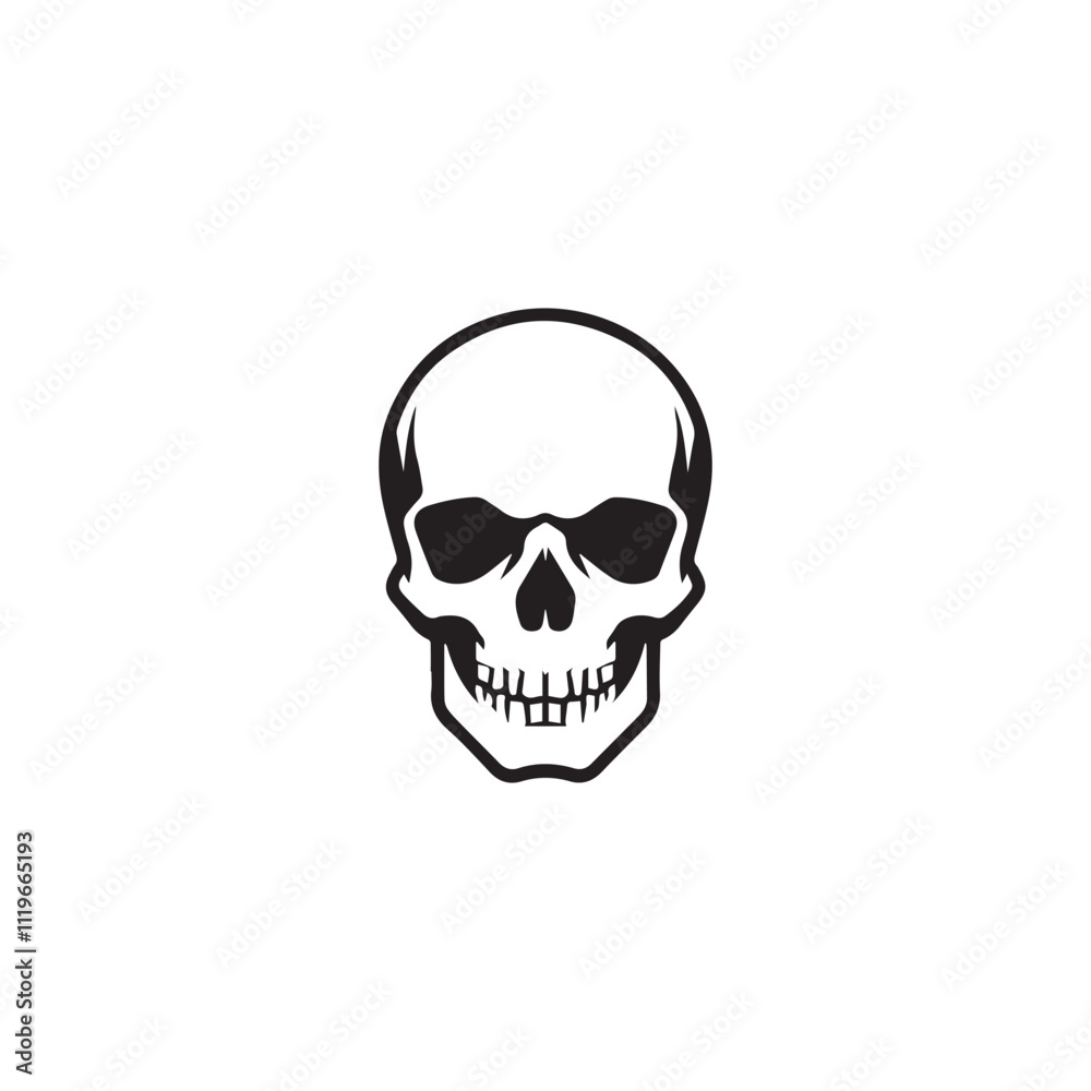 A black and white skull silhouette illustration vector design in white background. A black and white skull silhouette illustration vector design in white background.