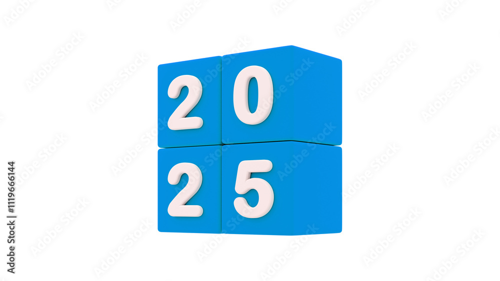 2025 happy new year 3d renderig of bluecube with text isolated on white or png transparent 2025 happy new year 3d renderig of bluecube with text isolated on white or png transparent