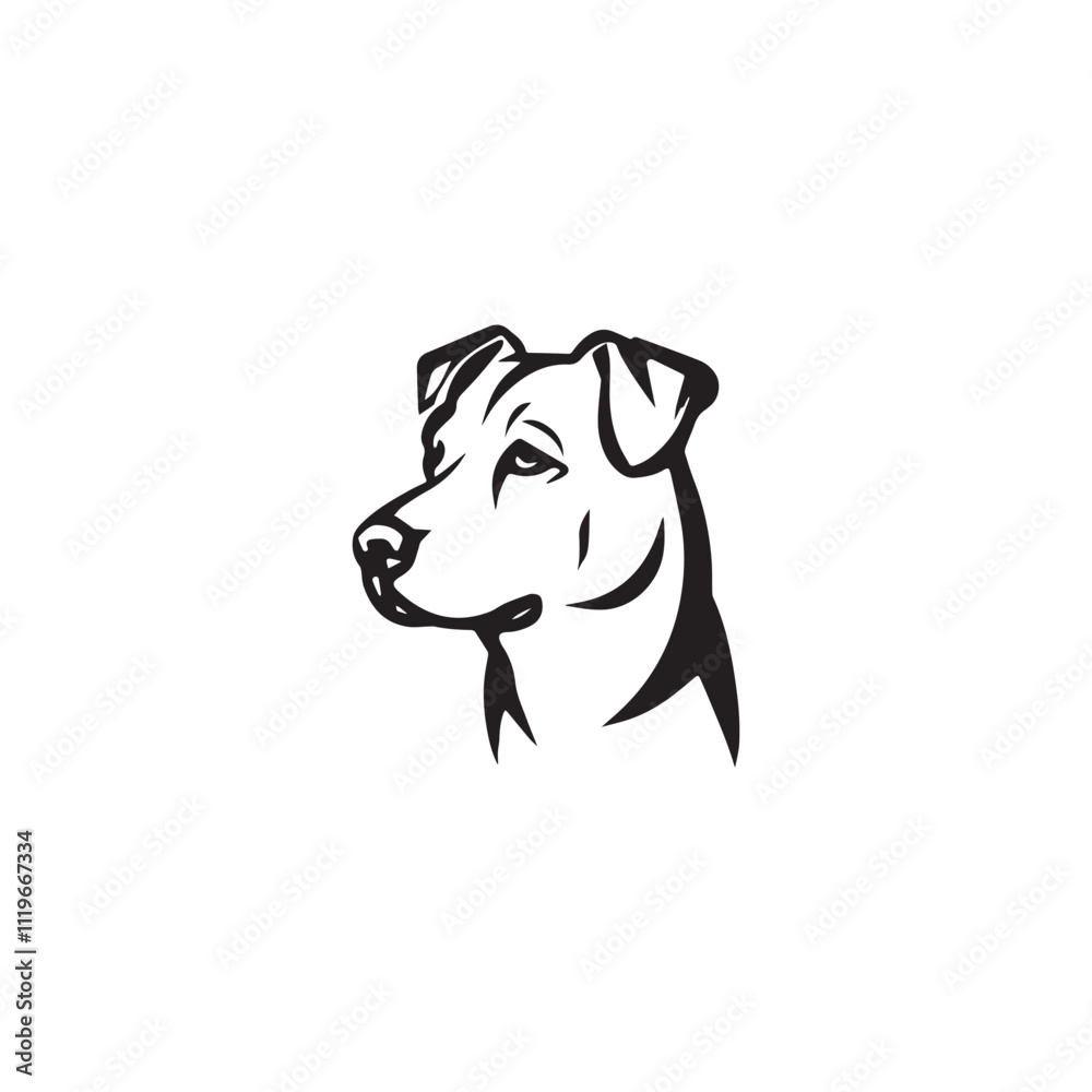 Fototapeta premium Black and white dog head silhouette image