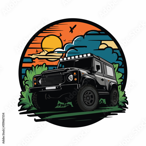 Off-Road car illustration for t-shirt Vector and images