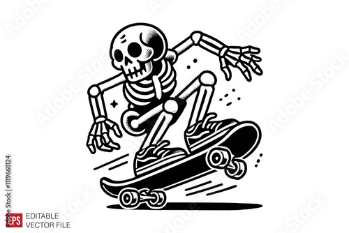cartoon skeleton skateboarding graphic illustration design templates