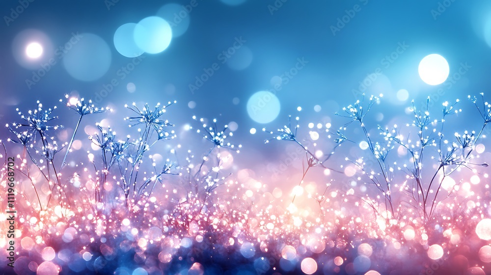 Fototapeta premium Sparkling Plants Illuminated By Festive Lights