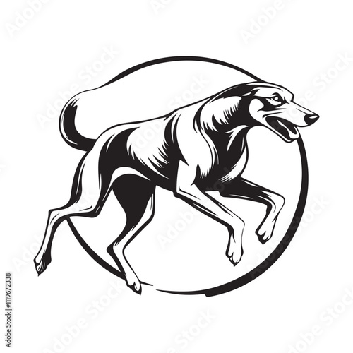 Racing Dog Logo vector. Greyhound Dog Racing logo image vector isolated on white background.