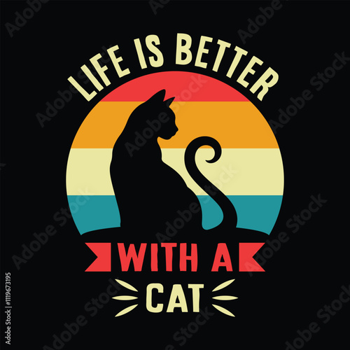 Cat t-shirt design, Cat t-shirt illustration, Cat lover, Cat, Cat vector, cat graphic, cat graphic t-shirt design, cat typography.