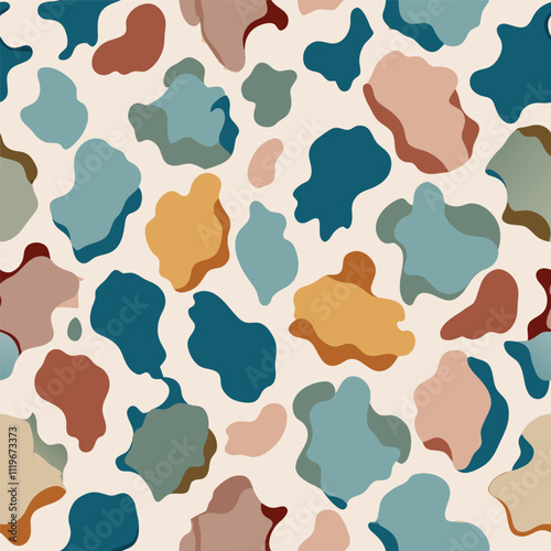 Abstract Watercolor Animal Skin Pattern in Earth Tones Seamless Vector