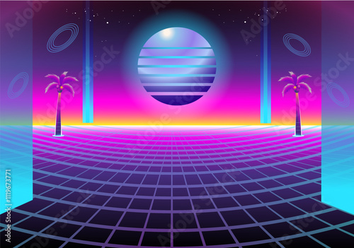 Lights of the Vaporwave Cosmos illustration background