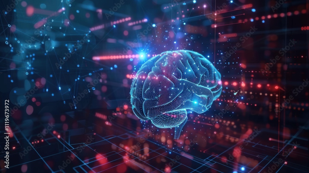 human brain on technology background represent artificial intelligence and cyber space concept human brain on technology background represent artificial intelligence and cyber space concept