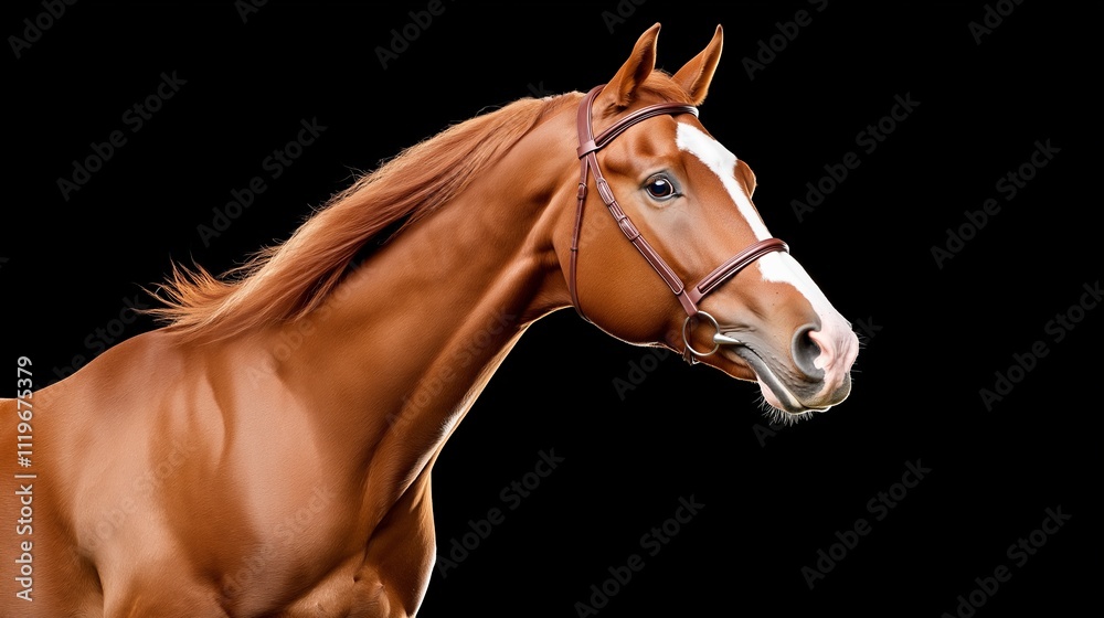 Obraz premium Majestic chestnut horse portrait on black background