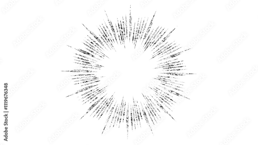 Obraz premium キラキラした銀色風の集中線の円形の枠の素材